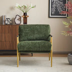 Poltrona moderna imbottita, tessuto verde smeraldo, struttura in legno massello, poltrona da salotto