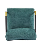 Poltrona moderna imbottita, tessuto verde smeraldo, struttura in legno massello, poltrona da salotto