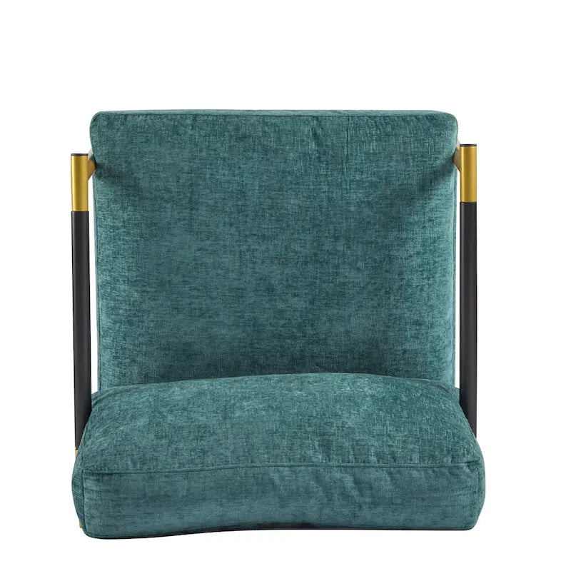 Poltrona moderna imbottita, tessuto verde smeraldo, struttura in legno massello, poltrona da salotto