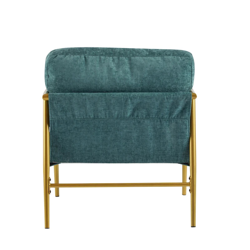 Poltrona moderna imbottita, tessuto verde smeraldo, struttura in legno massello, poltrona da salotto