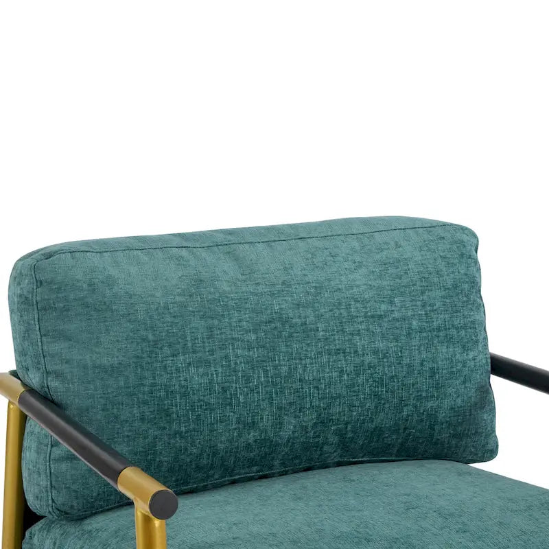 Poltrona moderna imbottita, tessuto verde smeraldo, struttura in legno massello, poltrona da salotto