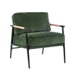 Poltrona moderna imbottita, tessuto verde smeraldo, struttura in legno massello, poltrona da salotto