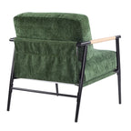Poltrona moderna imbottita, tessuto verde smeraldo, struttura in legno massello, poltrona da salotto