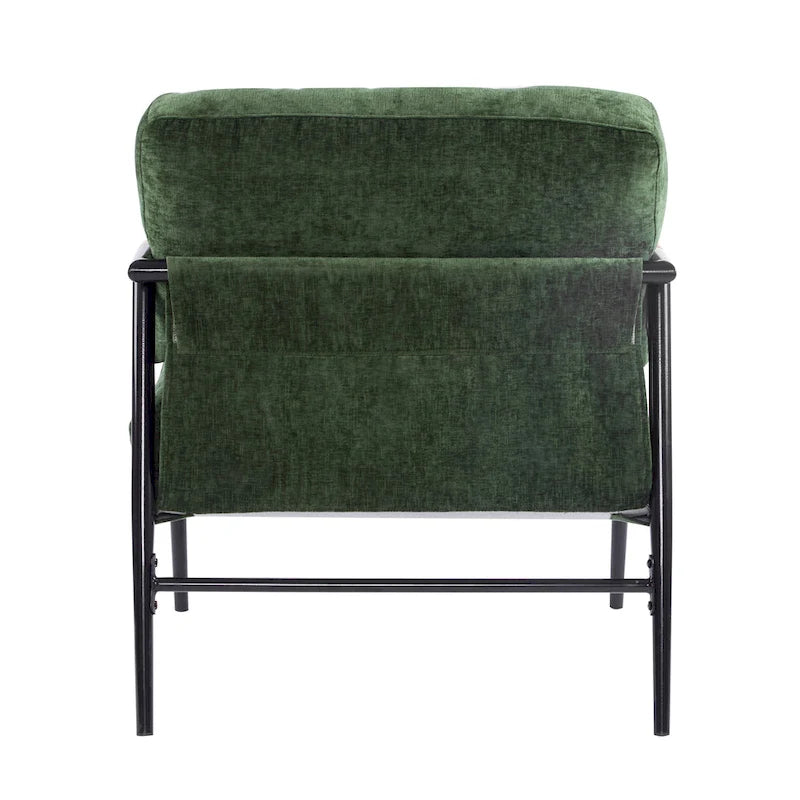 Poltrona moderna imbottita, tessuto verde smeraldo, struttura in legno massello, poltrona da salotto