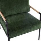 Poltrona moderna imbottita, tessuto verde smeraldo, struttura in legno massello, poltrona da salotto