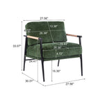 Poltrona moderna imbottita, tessuto verde smeraldo, struttura in legno massello, poltrona da salotto