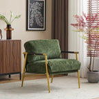 Poltrona moderna imbottita, tessuto verde smeraldo, struttura in legno massello, poltrona da salotto