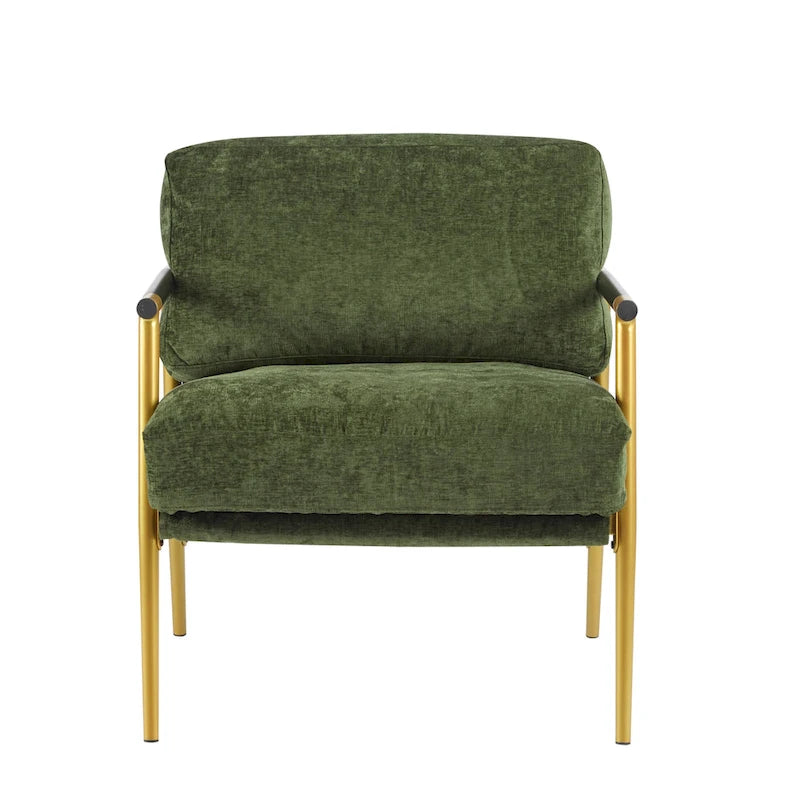 Poltrona moderna imbottita, tessuto verde smeraldo, struttura in legno massello, poltrona da salotto