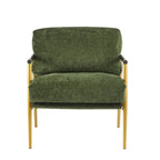 Poltrona moderna imbottita, tessuto verde smeraldo, struttura in legno massello, poltrona da salotto
