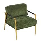 Poltrona moderna imbottita, tessuto verde smeraldo, struttura in legno massello, poltrona da salotto
