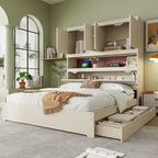 Letto matrimoniale con struttura in legno e contenitore con testiera portaoggetti