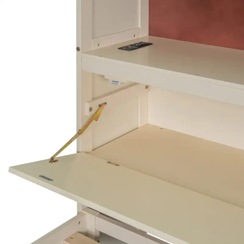Letto matrimoniale con struttura in legno e contenitore con testiera portaoggetti