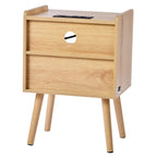 Comodino/Tavolino Laterale in Legno Naturale con 1 Cassetto e Ripiano Aperto, Adatto per Soggiorno o Camera da Letto