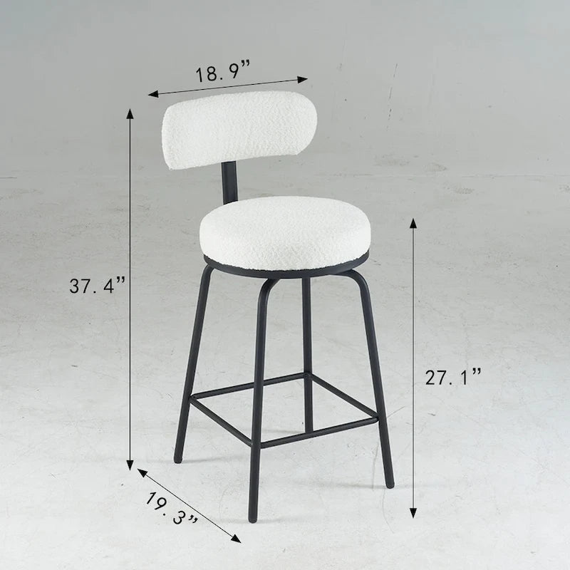 Sgabelli da bar girevoli a 360°, set da 2, sedie da bar in bouclé ad altezza bancone con gambe in metallo per isola cucina, sala da pranzo