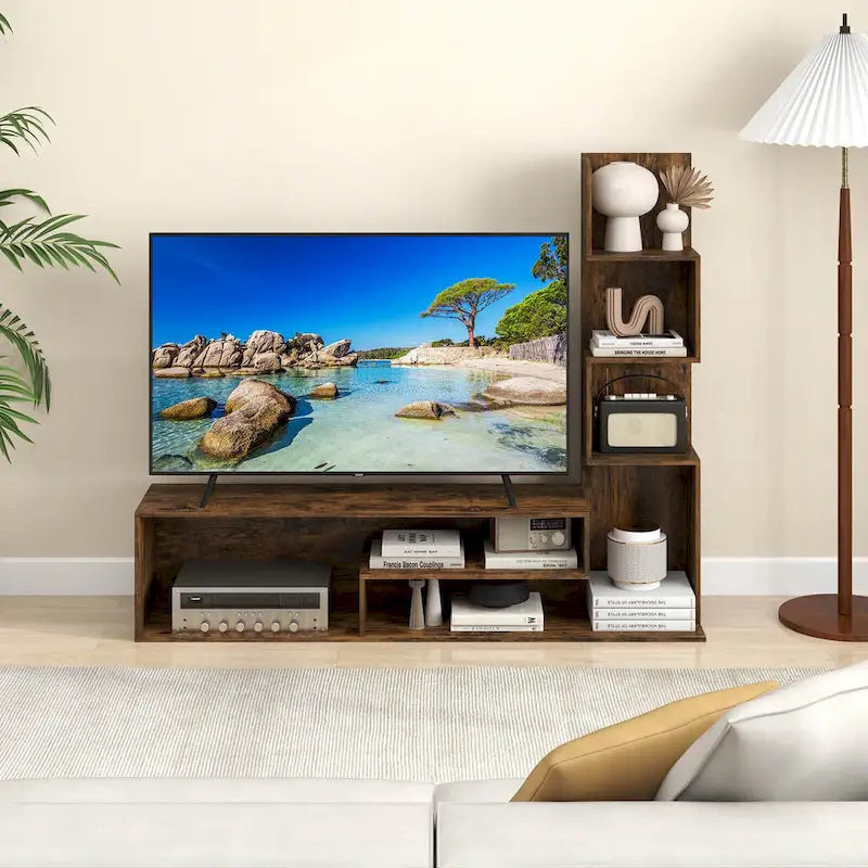 Mobile TV Cubo per TV fino a 50", Tavolo Consolle per Media con Ripiani Contenitori