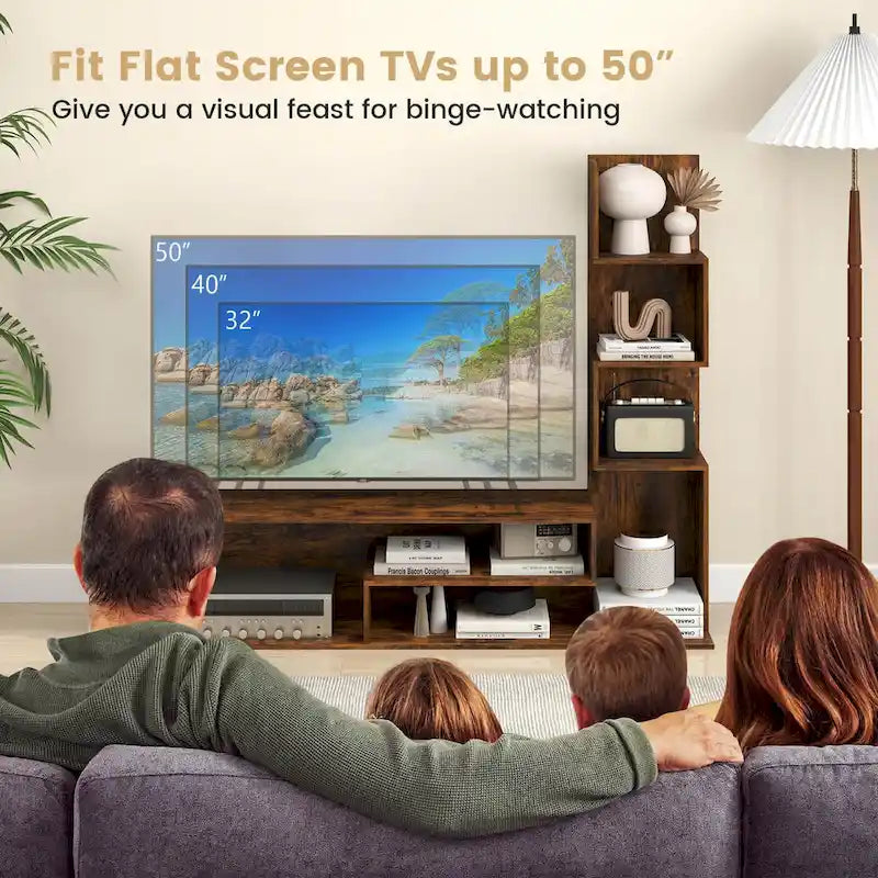 Mobile TV Cubo per TV fino a 50", Tavolo Consolle per Media con Ripiani Contenitori