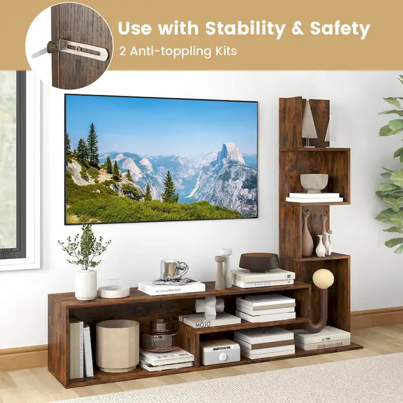 Mobile TV Cubo per TV fino a 50", Tavolo Consolle per Media con Ripiani Contenitori