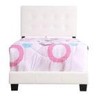 Letto singolo imbottito con bottoni in similpelle - 77 - Bianco