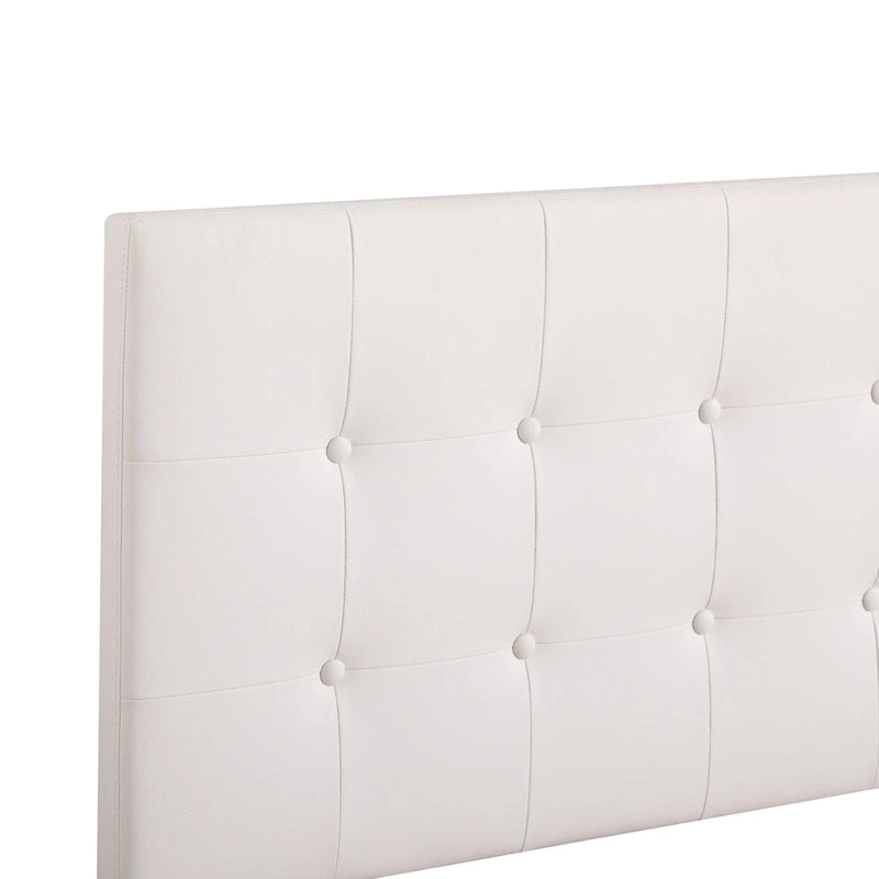 Letto singolo imbottito con bottoni in similpelle - 77 - Bianco