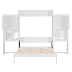 Letto a scomparsa Queen all-in-one con scrivania, vanità e armadio
