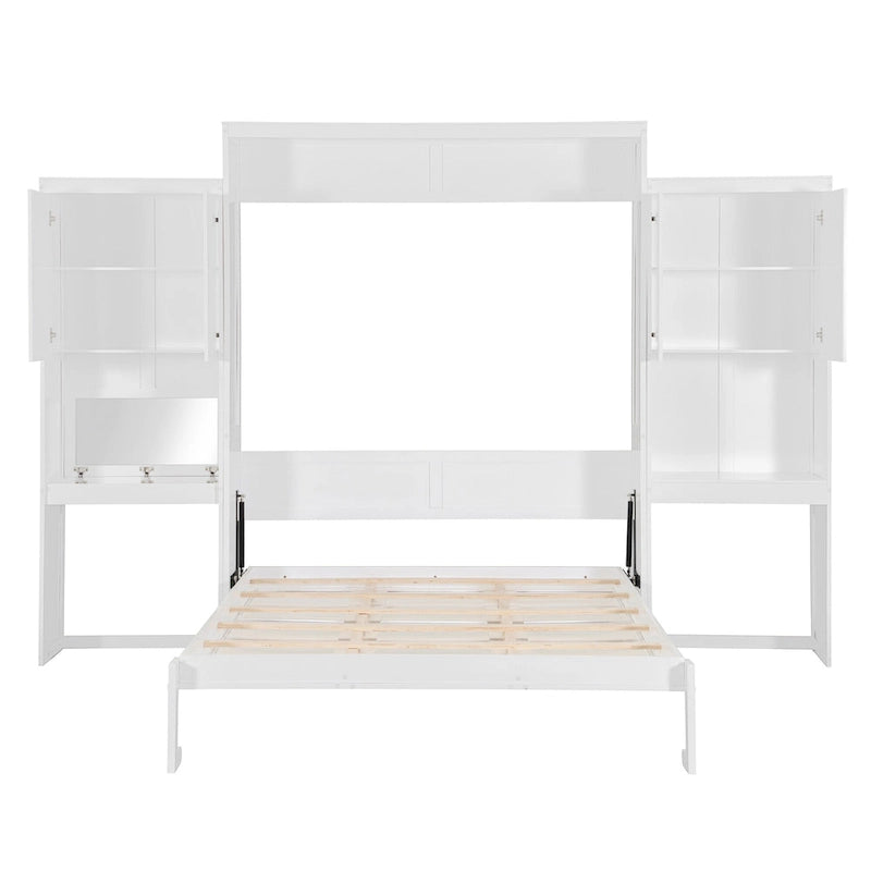 Letto a scomparsa Queen all-in-one con scrivania, vanità e armadio