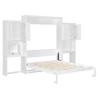 Letto a scomparsa Queen all-in-one con scrivania, vanità e armadio