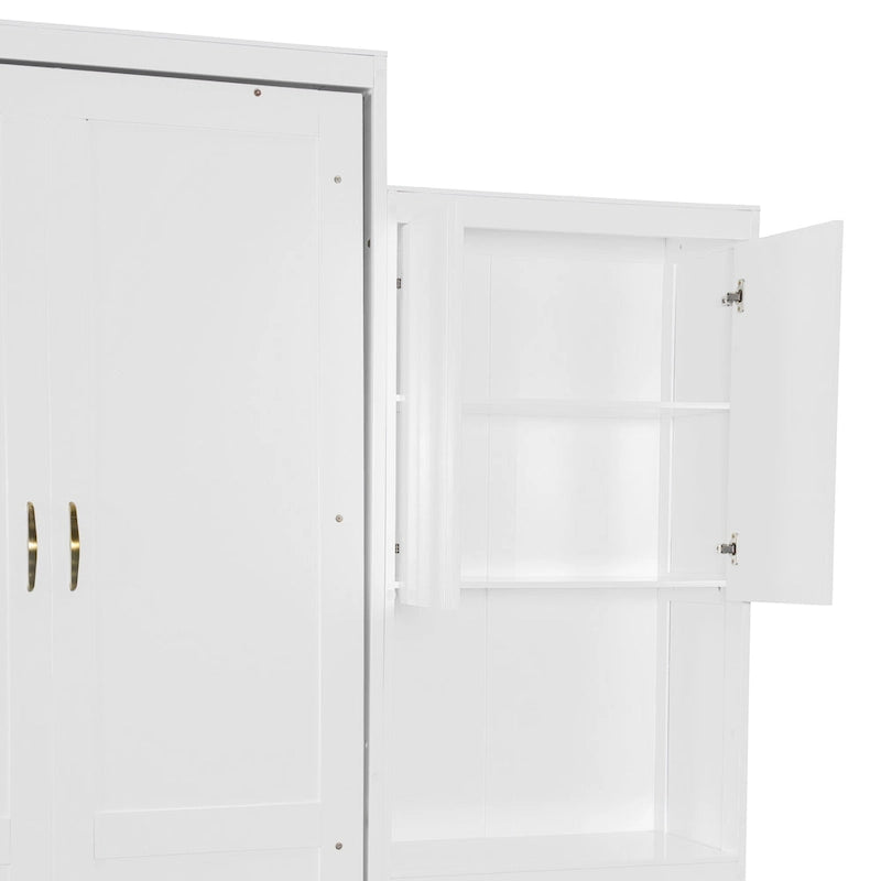 Letto a scomparsa Queen all-in-one con scrivania, vanità e armadio