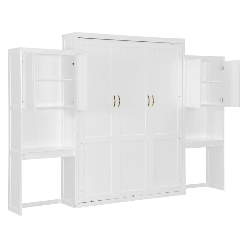 Letto a scomparsa Queen all-in-one con scrivania, vanità e armadio