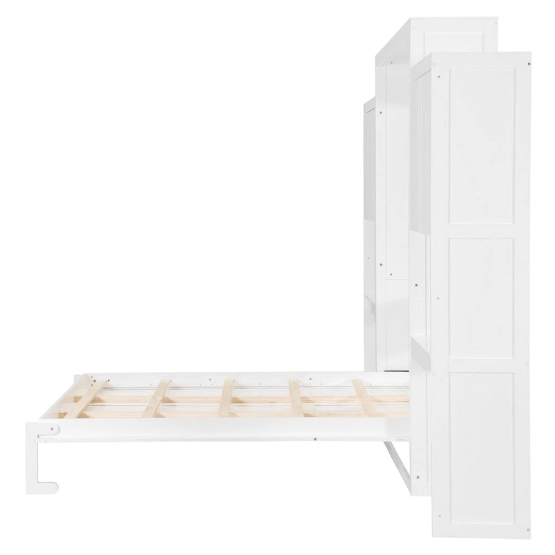 Letto a scomparsa Queen all-in-one con scrivania, vanità e armadio