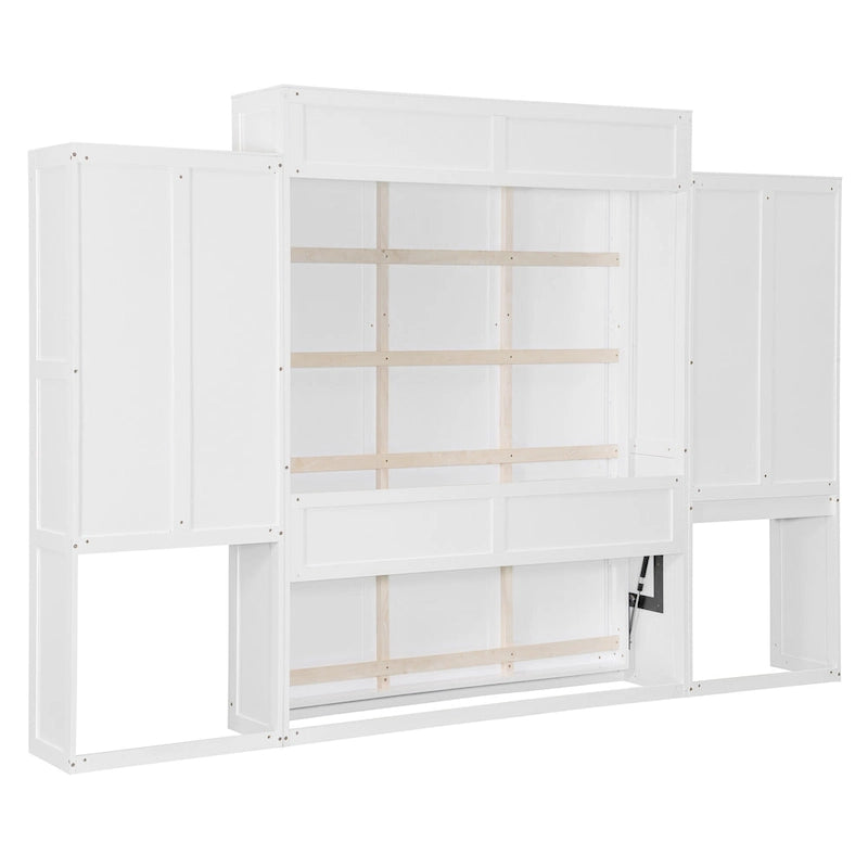 Letto a scomparsa Queen all-in-one con scrivania, vanità e armadio