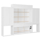 Letto a scomparsa Queen all-in-one con scrivania, vanità e armadio
