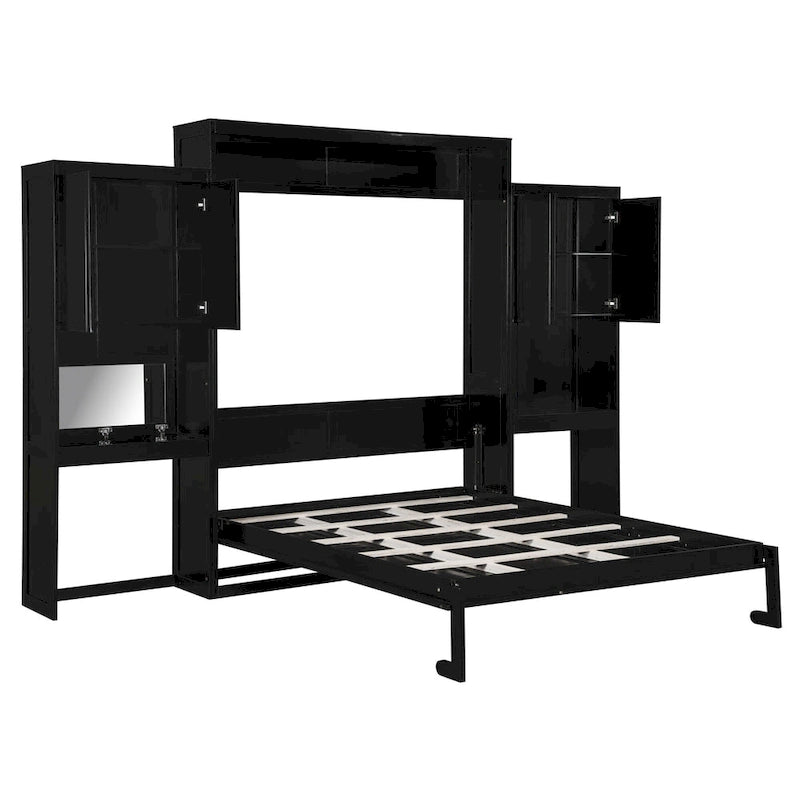 Letto a scomparsa Queen all-in-one con scrivania, vanità e armadio