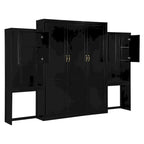 Letto a scomparsa Queen all-in-one con scrivania, vanità e armadio