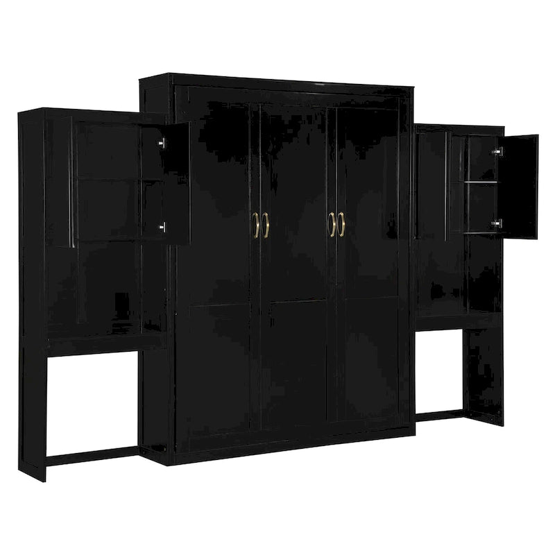 Letto a scomparsa Queen all-in-one con scrivania, vanità e armadio