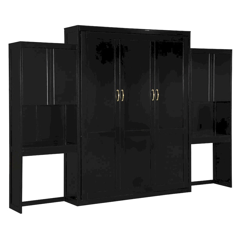 Letto a scomparsa Queen all-in-one con scrivania, vanità e armadio