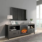 Mobile TV con caminetto da 70", Centro di intrattenimento, Inserto per caminetto elettrico da 18", Fiamma a LED, Telecomando