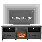 Mobile TV con caminetto da 70", Centro di intrattenimento, Inserto per caminetto elettrico da 18", Fiamma a LED, Telecomando