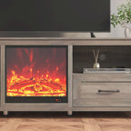 Mobile TV con caminetto da 70", Centro di intrattenimento, Inserto per caminetto elettrico da 18", Fiamma a LED, Telecomando