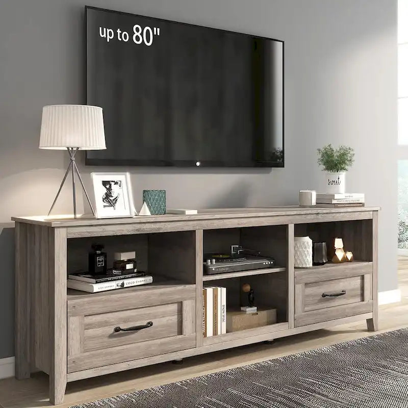 Mobile TV con caminetto da 70", Centro di intrattenimento, Inserto per caminetto elettrico da 18", Fiamma a LED, Telecomando