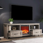 Mobile TV con caminetto da 70", Centro di intrattenimento, Inserto per caminetto elettrico da 18", Fiamma a LED, Telecomando