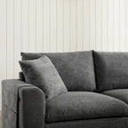 Divano sezionale modulare a U in velluto a coste 140 con pouf portaoggetti e console, caricatore USB, portabicchieri e sedute larghe 30