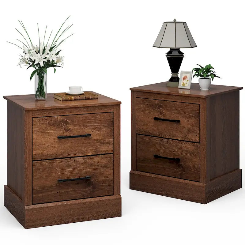 Set di 2 Comodini con Cassetto, Tavolino da Notte Compatto, Tavolino da Divano per Camera da Letto e Soggiorno