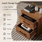 Set di 2 Comodini con Cassetto, Tavolino da Notte Compatto, Tavolino da Divano per Camera da Letto e Soggiorno