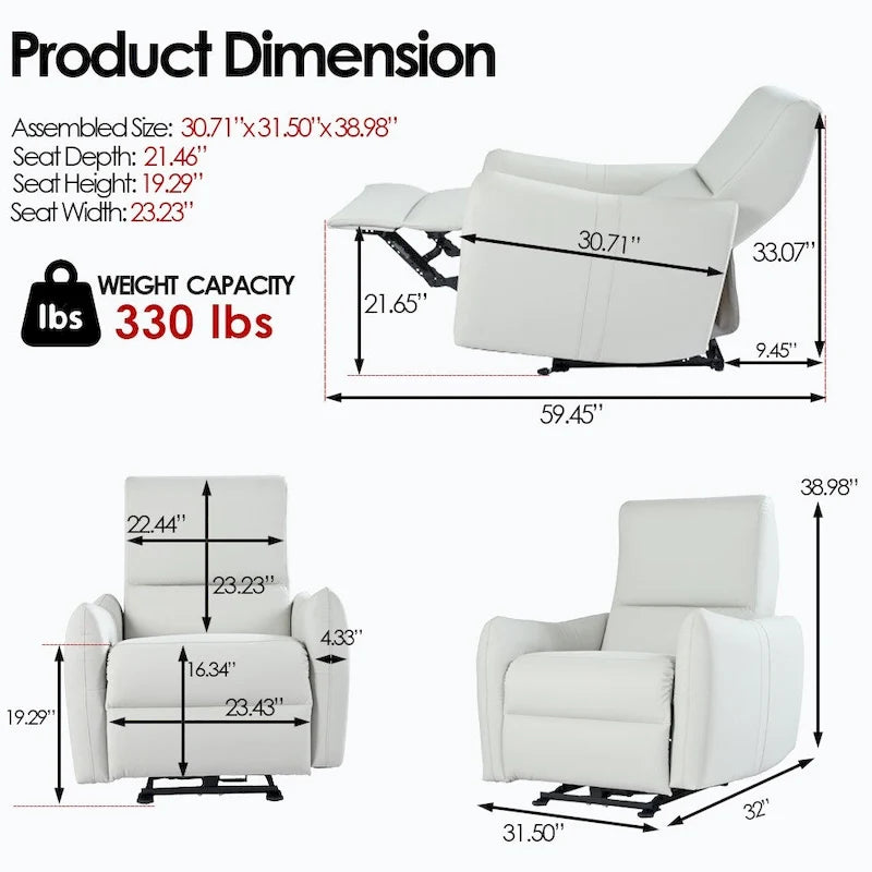 Poltrona Reclinabile Elettrica Wall Hugger, Poltrona per Home Theater Piccola con Supporto Lombare, Poltrona Reclinabile Singola per Soggiorno