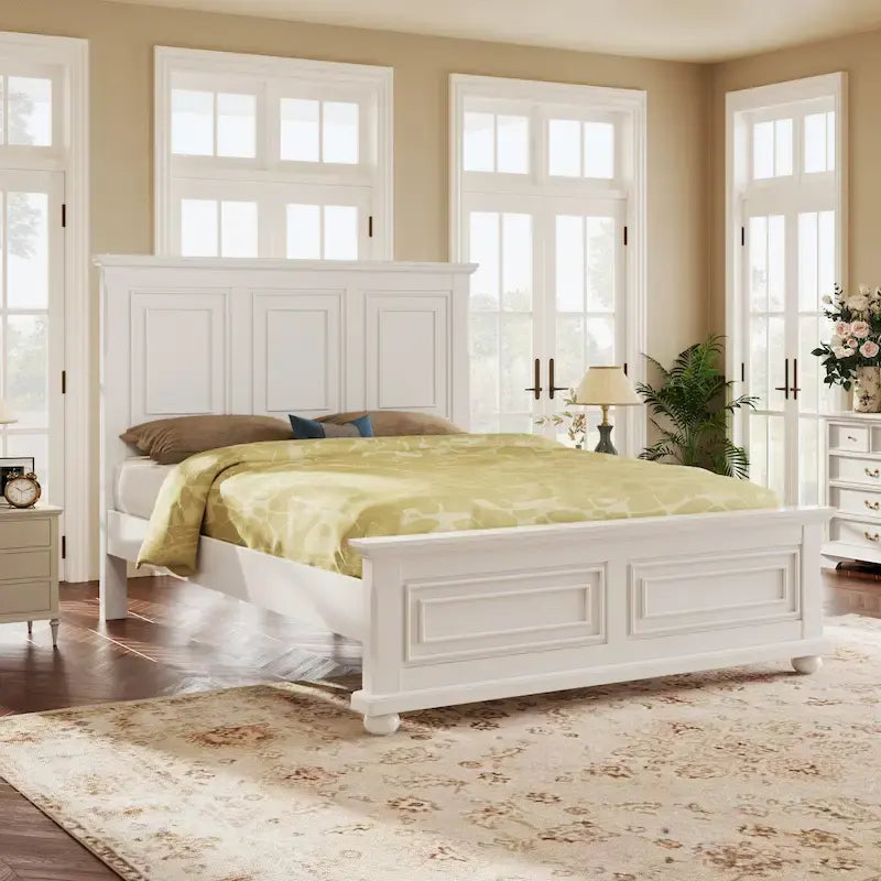 Letto a Piattaforma King Size in Legno Stile Vintage - Elegante e Robusto