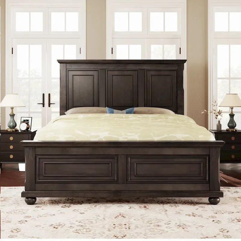 Letto a Piattaforma King Size in Legno Stile Vintage - Elegante e Robusto
