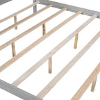 Letto a piattaforma a baldacchino in legno di pino con testiera, gambe di supporto, finitura lavata