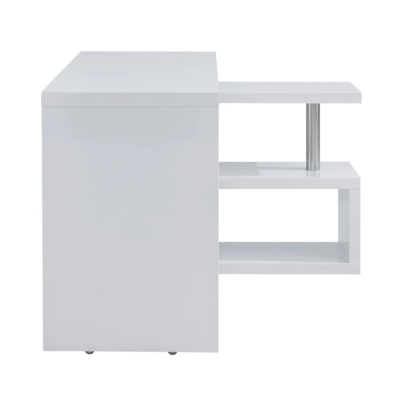 Scrivania da ufficio girevole con scaffali, design salvaspazio a 360°, scrivania moderna per lo studio