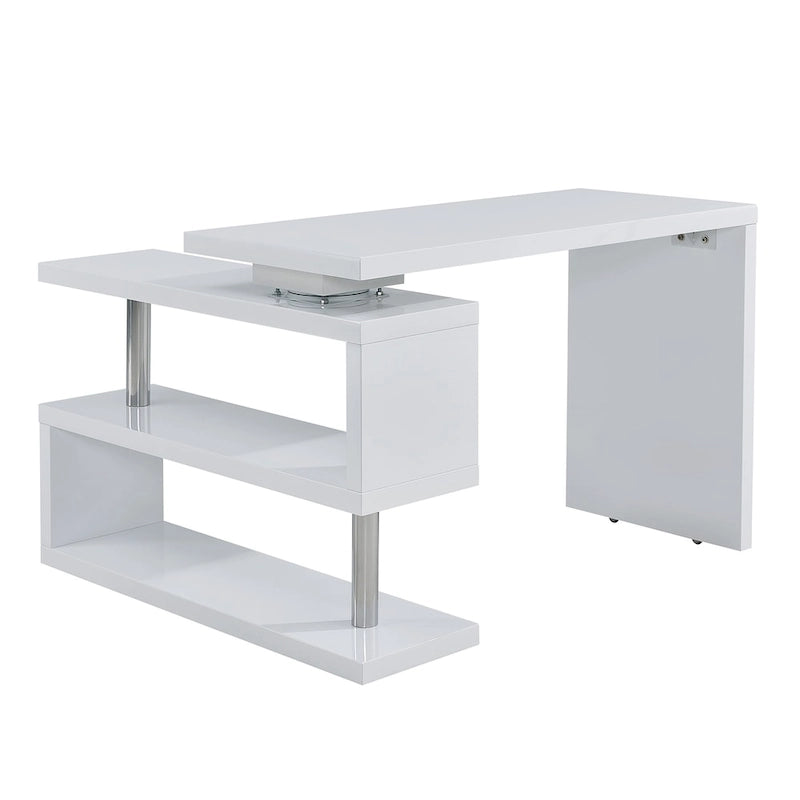 Scrivania da ufficio girevole con scaffali, design salvaspazio a 360°, scrivania moderna per lo studio