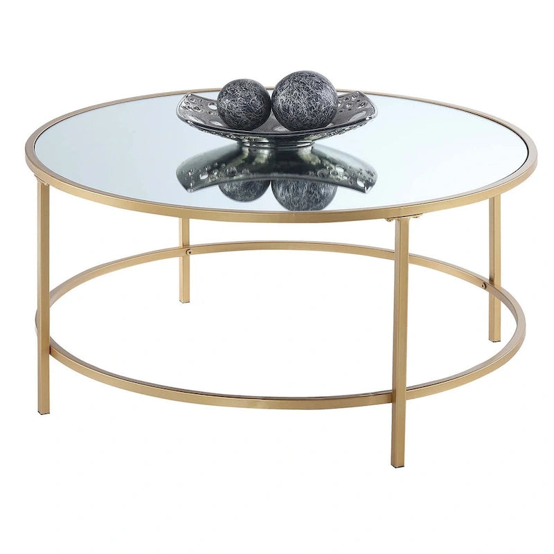 Tavolino rotondo effetto marmo, stile Gold Coast, tavolino centrale moderno per soggiorno
